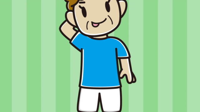 テヘヘなサッカーのユニフォーム姿のおばさんのイラスト【色、背景あり】PNG