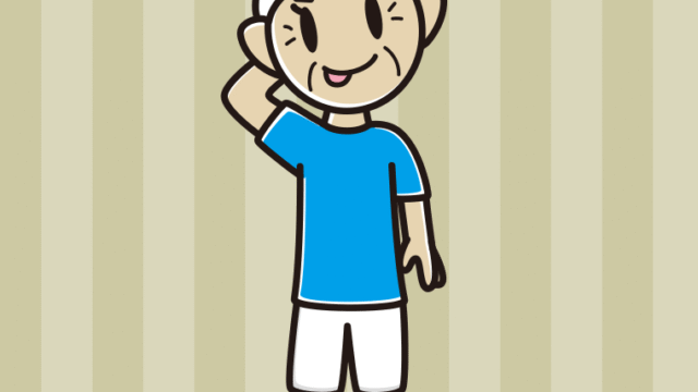 テヘヘなサッカーのユニフォーム姿のおばあさんのイラスト【色、背景あり】PNG