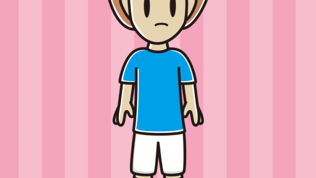 何かに気付くサッカーのユニフォーム姿の女性のイラスト【色、背景あり】PNG