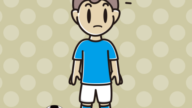 何かに気付くサッカーのユニフォーム姿の男子中学生のイラスト【色、背景あり】PNG