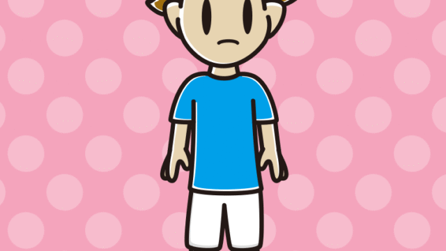 何かに気付くサッカーのユニフォーム姿の男子高校生のイラスト【色、背景あり】PNG