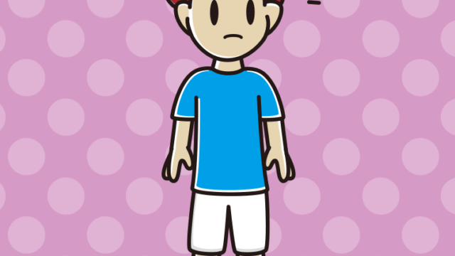 何かに気付くサッカーのユニフォーム姿の男子大学生のイラスト【色、背景あり】PNG