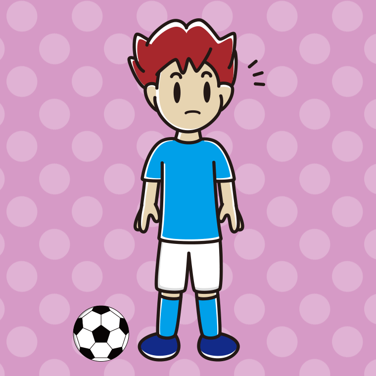 何かに気付くサッカーのユニフォーム姿の男子大学生のイラスト【色、背景あり】PNG