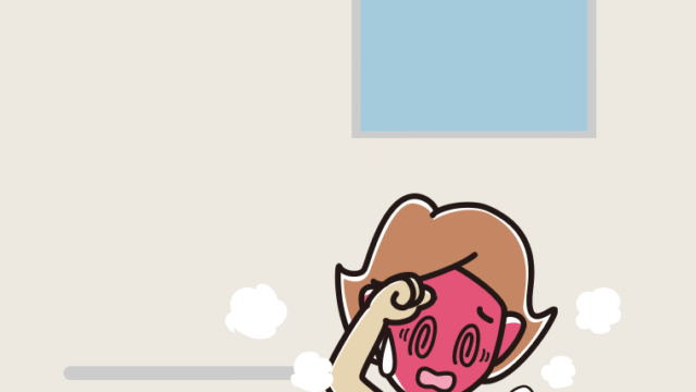 お風呂でのぼせる女性のイラスト【色、背景あり】PNG