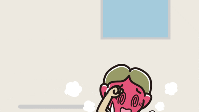 お風呂でのぼせる小学生男子のイラスト【色、背景あり】PNG