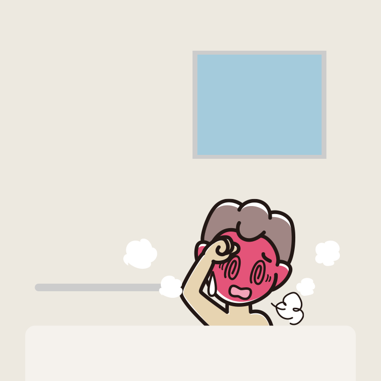 お風呂でのぼせる男子中学生のイラスト【色、背景あり】PNG