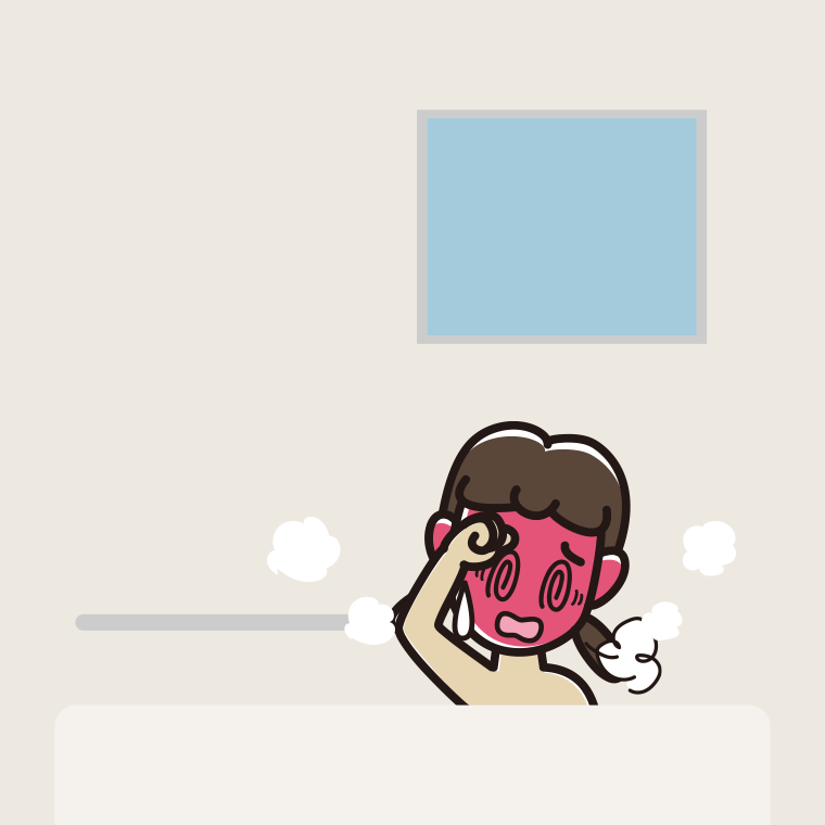 お風呂でのぼせる女子中学生のイラスト【色、背景あり】PNG