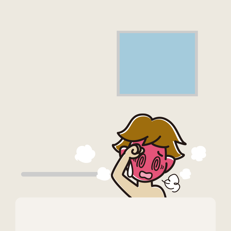 お風呂でのぼせる男子高校生のイラスト【色、背景あり】PNG