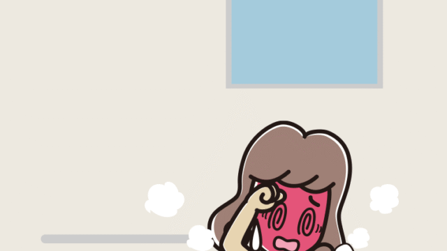 お風呂でのぼせる女子大学生のイラスト【色、背景あり】PNG