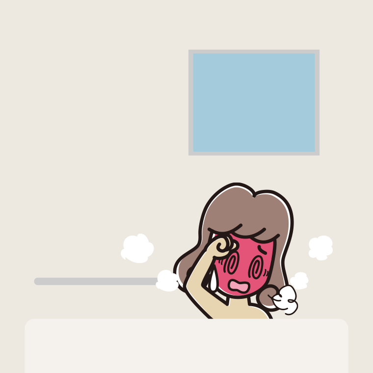 お風呂でのぼせる女子大学生のイラスト【色、背景あり】PNG