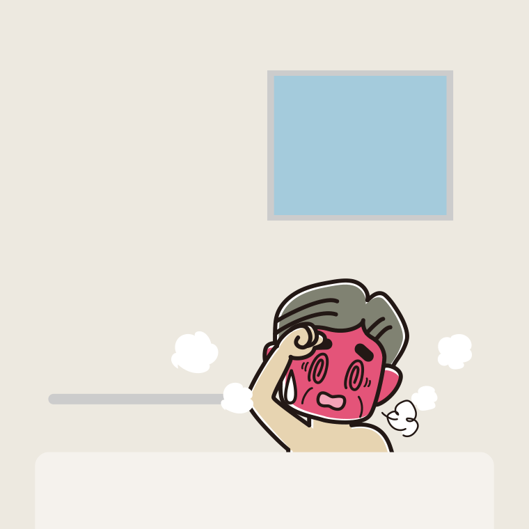 お風呂でのぼせるおじさんのイラスト【色、背景あり】PNG