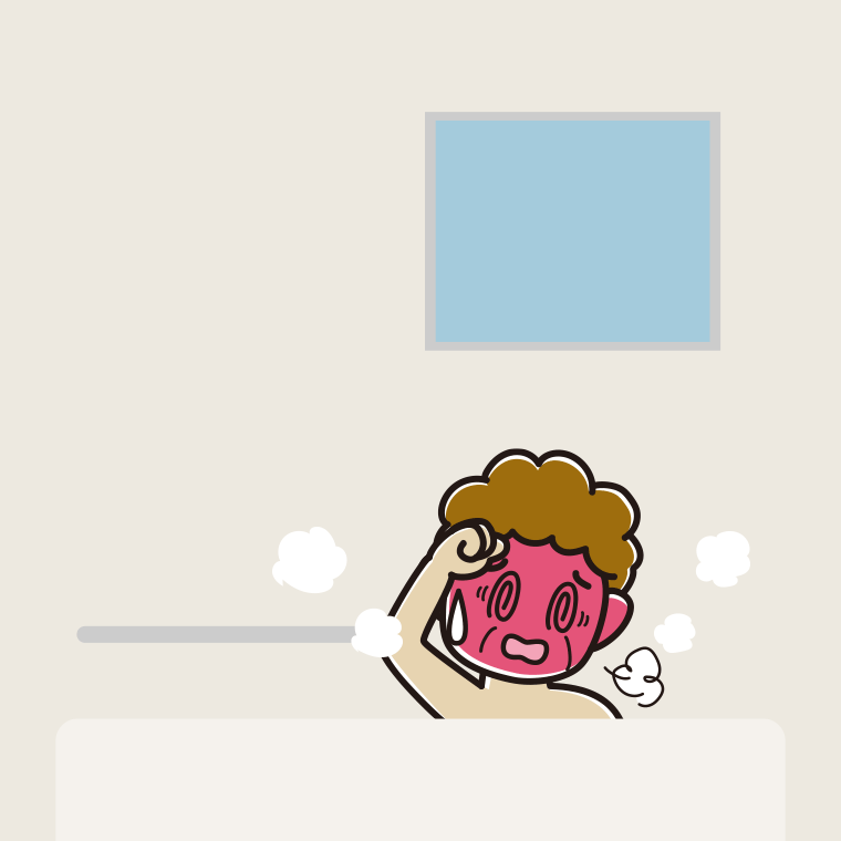 お風呂でのぼせるおばさんのイラスト【色、背景あり】PNG