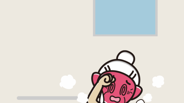 お風呂でのぼせるおばあさんのイラスト【色、背景あり】PNG