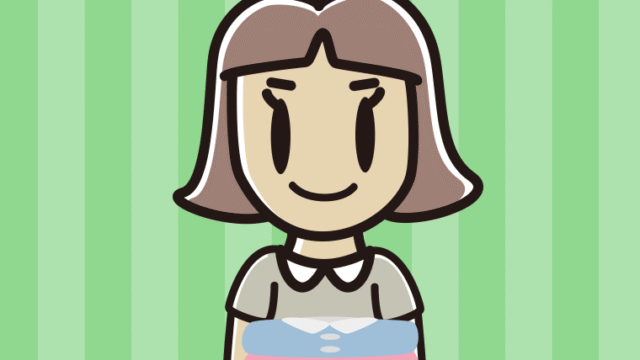 たたまれた洗濯物を持つ小学生女子のイラスト【色、背景あり】PNG