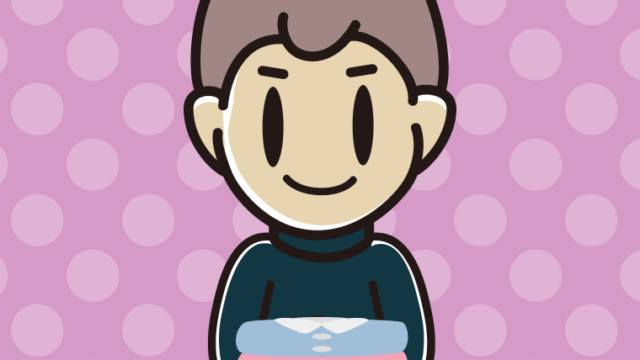 たたまれた洗濯物を持つ男子中学生のイラスト【色、背景あり】PNG