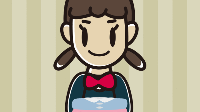 たたまれた洗濯物を持つ女子中学生のイラスト【色、背景あり】PNG