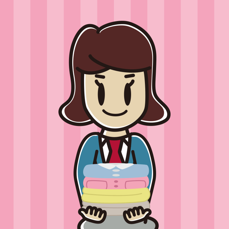 たたまれた洗濯物を持つ女子高校生のイラスト【色、背景あり】PNG