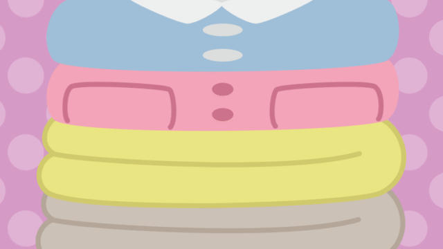 たたまれた洗濯物のイラスト【色、背景あり】PNG