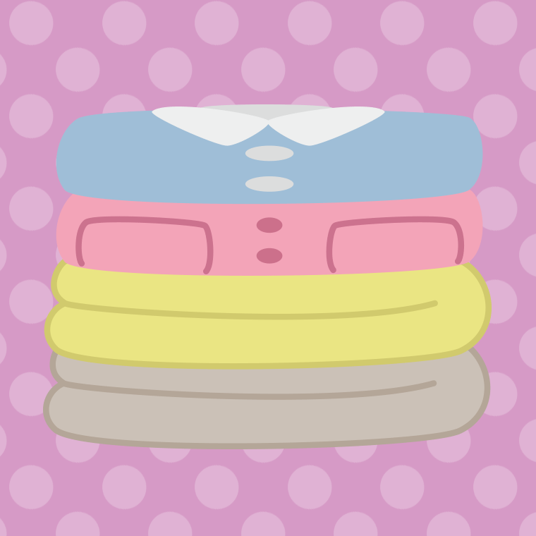 たたまれた洗濯物のイラスト【色、背景あり】PNG