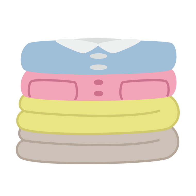 たたまれた洗濯物のイラスト【色あり、背景なし】透過PNG