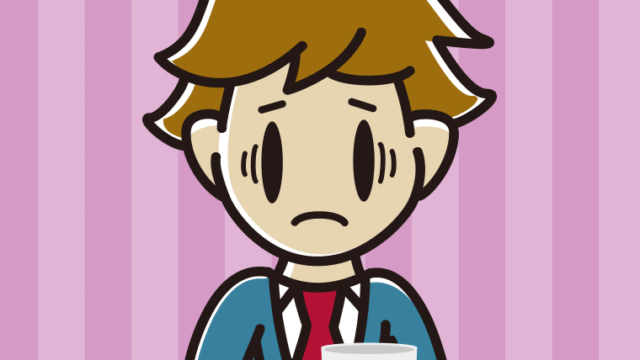 コーヒー（マグカップ）で困る男子高校生のイラスト【色、背景あり】PNG