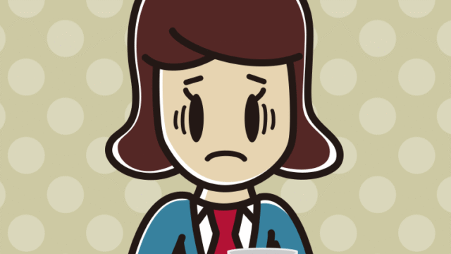 コーヒー（マグカップ）で困る女子高校生のイラスト【色、背景あり】PNG