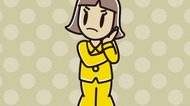 考えるパジャマの小学生女子のイラスト【色、背景あり】PNG