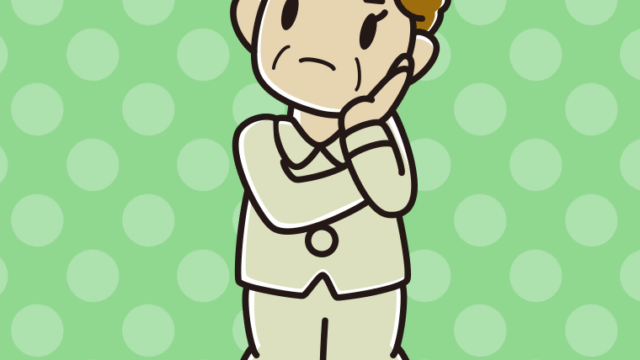 考えるパジャマのおばさんのイラスト【色、背景あり】PNG