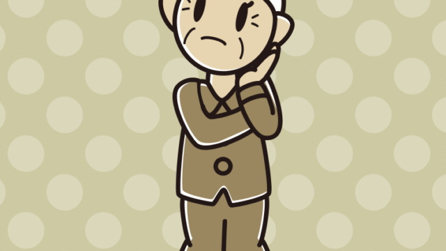 考えるパジャマのおばあさんのイラスト【色、背景あり】PNG