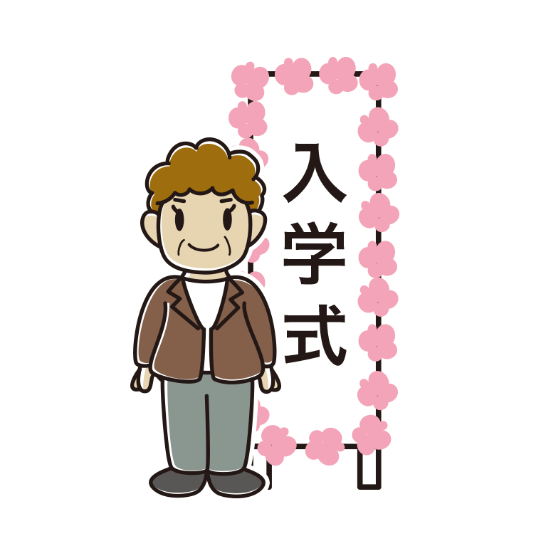 （入学式）シニア女性のイラスト【色あり、背景なし】透過PNG