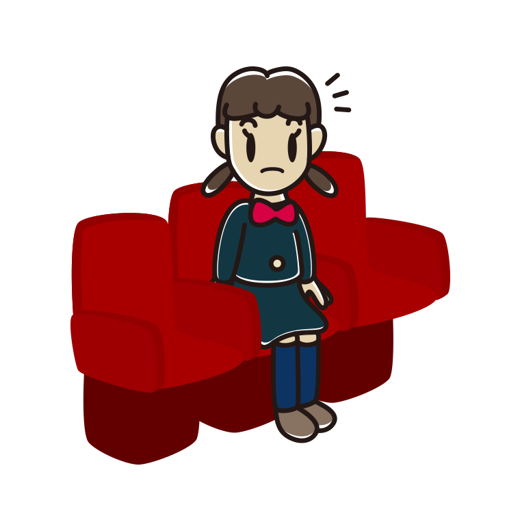 映画館（劇場）で何かに気付く女子中学生のイラスト【色あり、背景なし】透過PNG