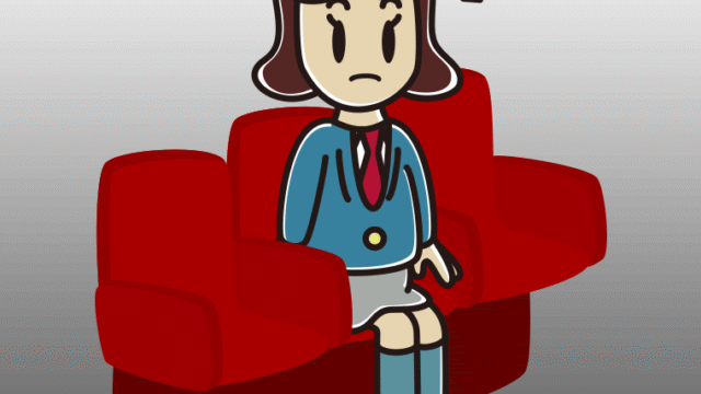 映画館（劇場）で何かに気付く女子高校生のイラスト【色、背景あり】PNG