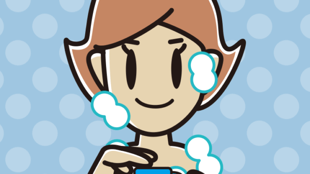 シャンプーを使う女性のイラスト【色、背景あり】PNG