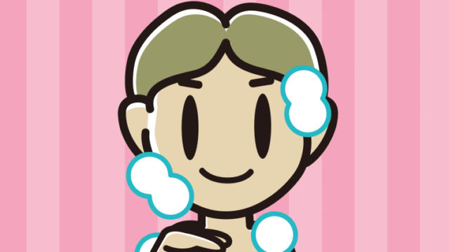 シャンプーを使う小学生男子のイラスト【色、背景あり】PNG