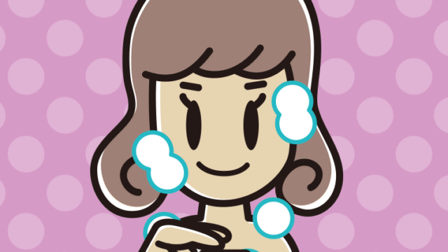 シャンプーを使う女子大学生のイラスト【色、背景あり】PNG