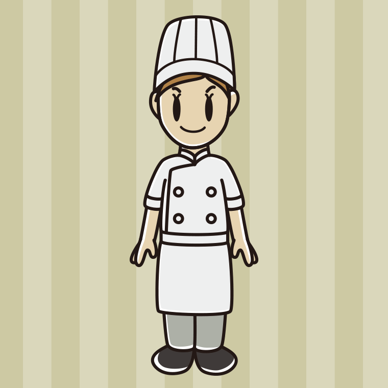女性料理人のイラスト【色、背景あり】PNG