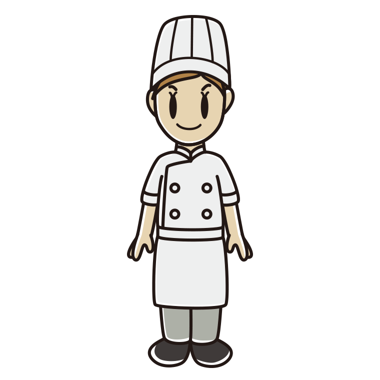 女性料理人のイラスト【色あり、背景なし】透過PNG