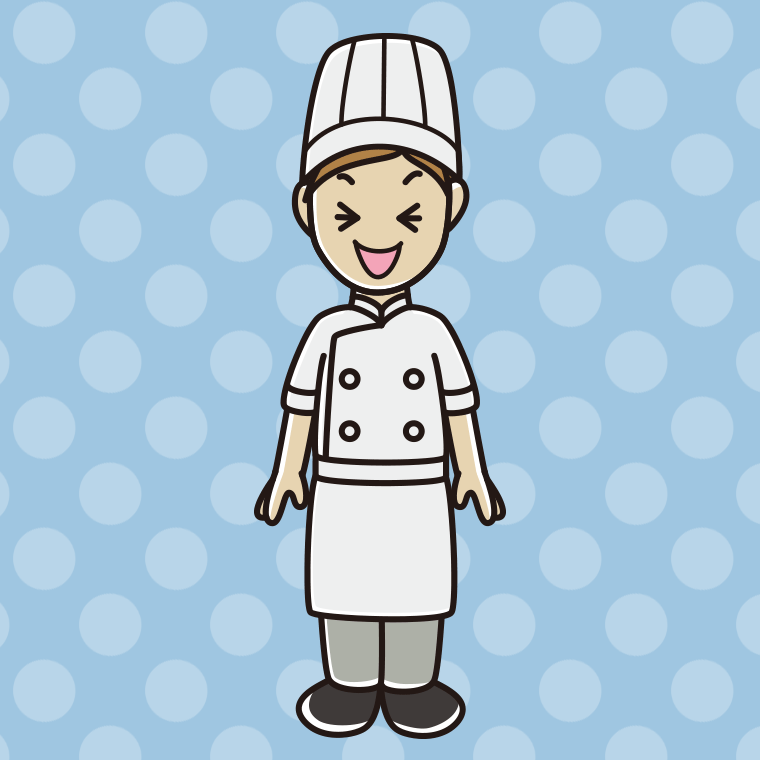 笑う女性料理人のイラスト【色、背景あり】PNG