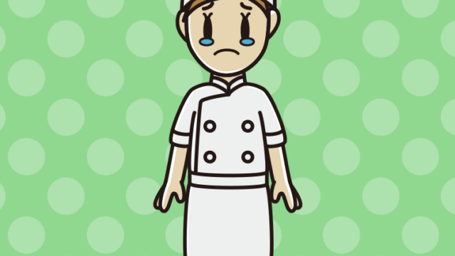 泣く女性料理人のイラスト【色、背景あり】PNG