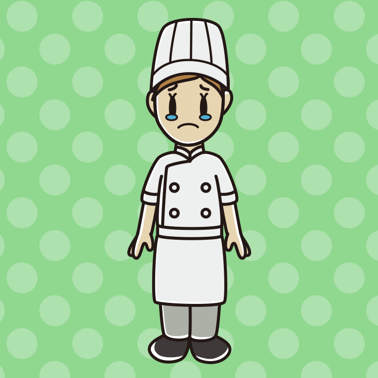 泣く女性料理人のイラスト【色、背景あり】PNG