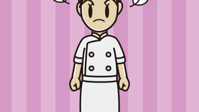 怒る女性料理人のイラスト【色、背景あり】PNG