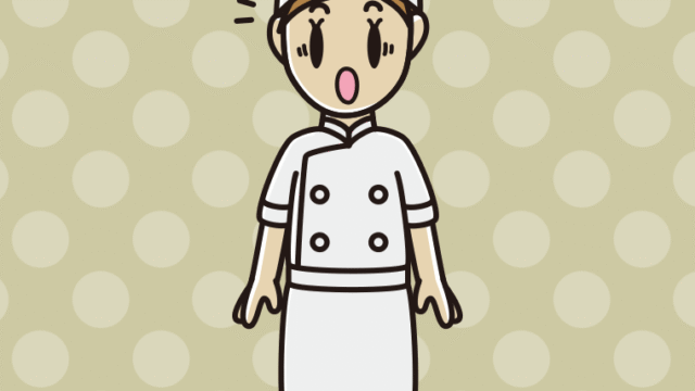 驚く女性料理人のイラスト【色、背景あり】PNG