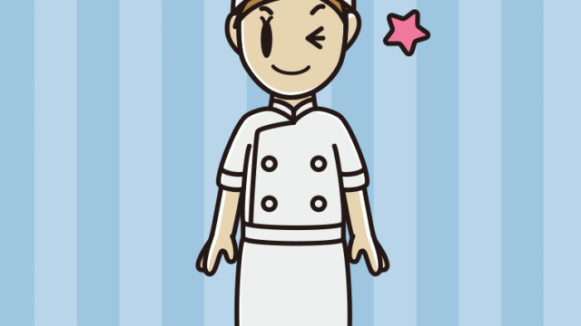 ウインクする女性料理人のイラスト【色、背景あり】PNG