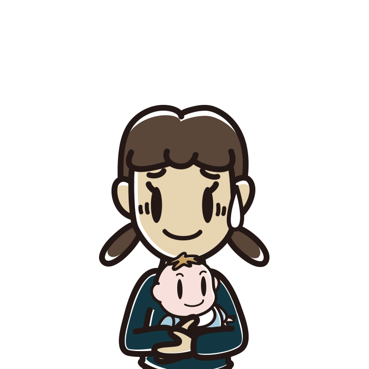 赤ちゃんを抱いて苦笑いする女子中学生のイラスト【色あり、背景なし】透過PNG