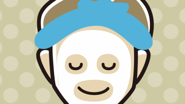 フェイスパックする男性のイラスト【色、背景あり】PNG