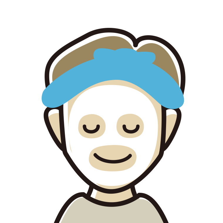 フェイスパックする男性のイラスト【色あり、背景なし】透過PNG