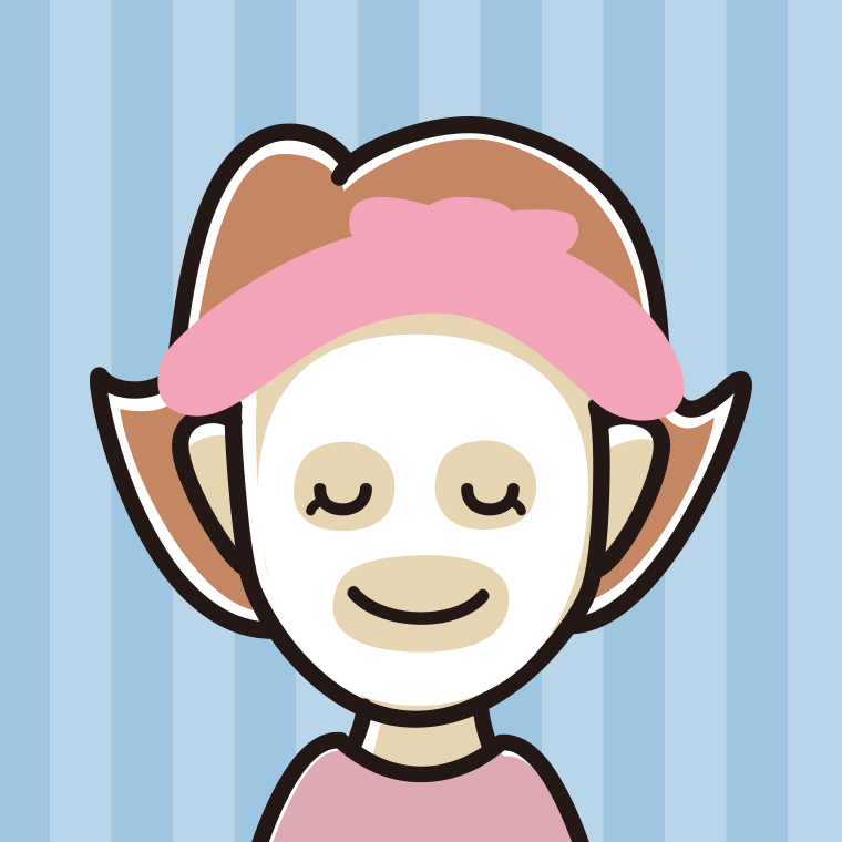 フェイスパックする女性のイラスト【色、背景あり】PNG