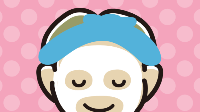 フェイスパックする小学生男子のイラスト【色、背景あり】PNG