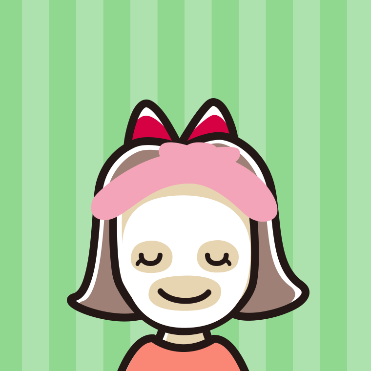 フェイスパックする小学生女子のイラスト【色、背景あり】PNG