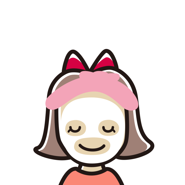 フェイスパックする小学生女子のイラスト【色あり、背景なし】透過PNG